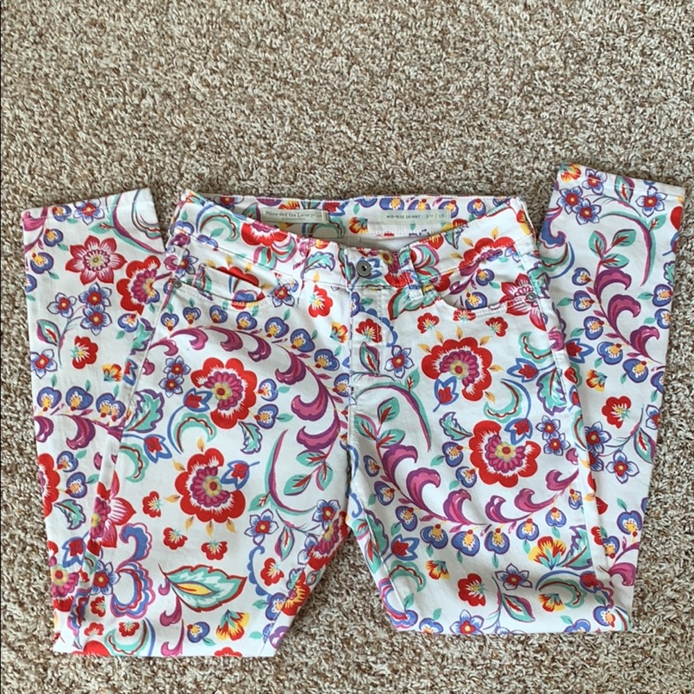 Anthropologie Pilcro Floral Skinny Jeans sz 28